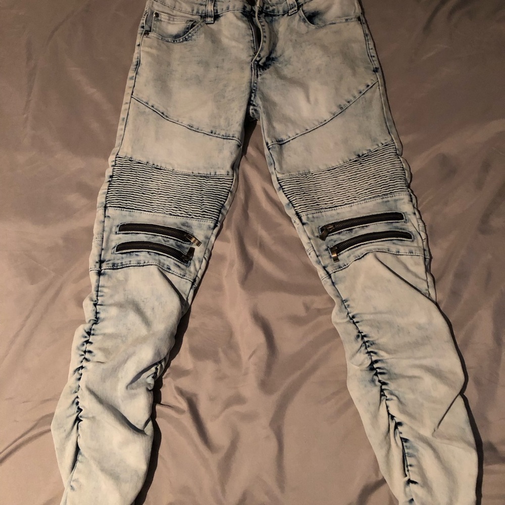 Mens Size 32 Moto Denim Jeans
